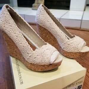 Cathy Jean Peep-Toe Wedge Heels